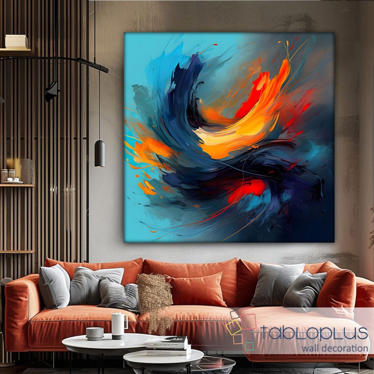 Abstract Color Waves Textured Partial Oil Painting - Wall Art